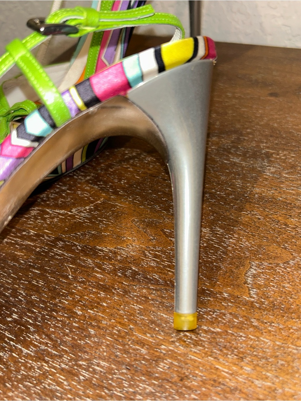 Emilio Pucci Collection 2000s Satin Leather Sling Back Heel Shoes - Picture 6 of 12